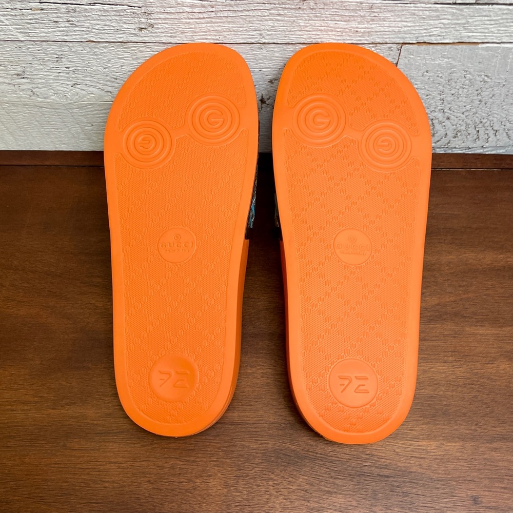 Gucci Donald Duck Beige Slide Disney GG Supreme Size 38 7.5 Sandal Orange 649655 - Picture 12 of 17